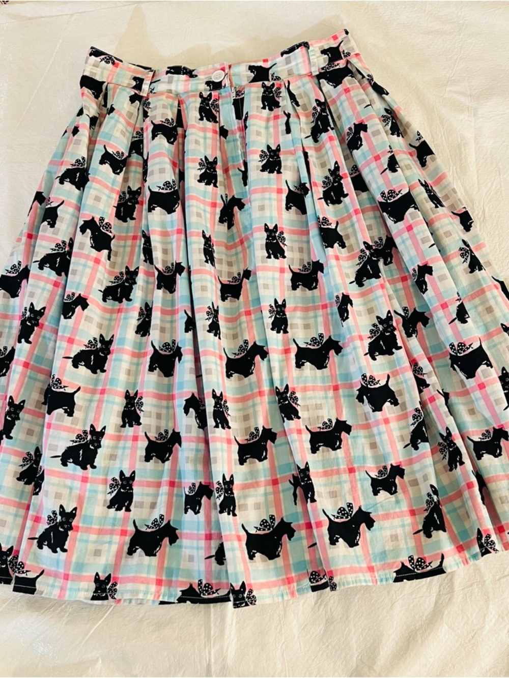 Hell Bunny Scottie Skirt SZ Med Retro Flare Swing Dance Knee Length Dog Lover - Picture 6 of 14